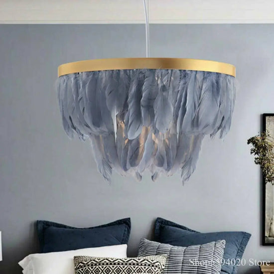 Suspension Led Ovale Plumes Colorées Luminaire Chambre