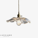 Suspension Led Rétro Fleurs En Verre Luminaire Cuivre