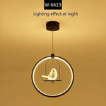 Suspension Led Ronde Avec Oiseau Noir - 1 Luminaire Chambre