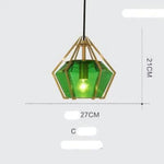 Suspension Led Verre Et Doré Cage Vert - C Luminaire Chambre