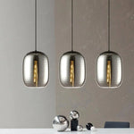 Suspension Led Verre Ovale Industrielle Luminaire Chambre