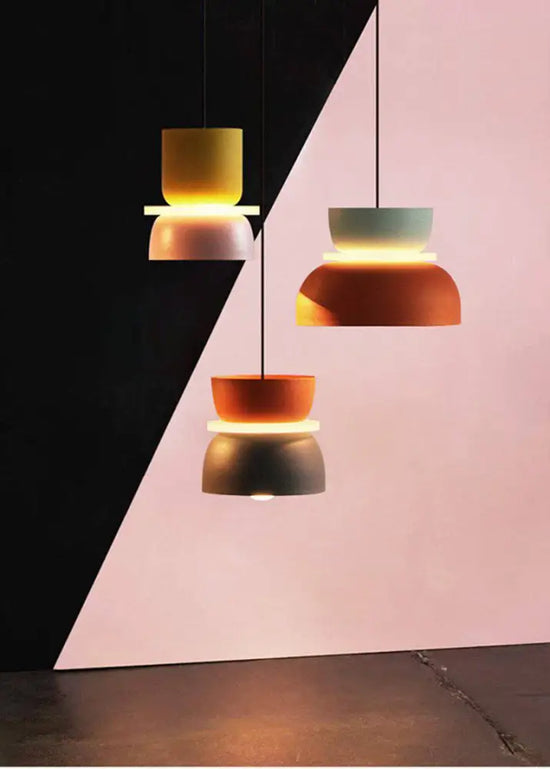 Suspension Métal Coloré Arrondi Moderne Luminaire Chambre