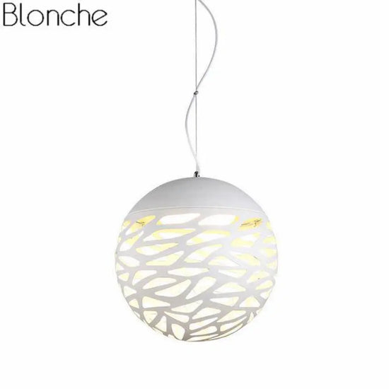 Suspension Moderne Boule Trouée (Multicolore) Blanc / 20Cm Luminaire Chambre