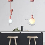 Suspension Oiseau Perché Macaroon Colorée Luminaire Chambre