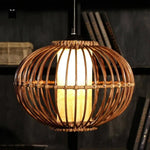Suspension Ovale Osier Style Japonais Luminaire Chambre