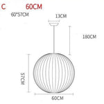 Suspension Papier Style Japonais Moderne C - 60Cm Luminaire Chambre