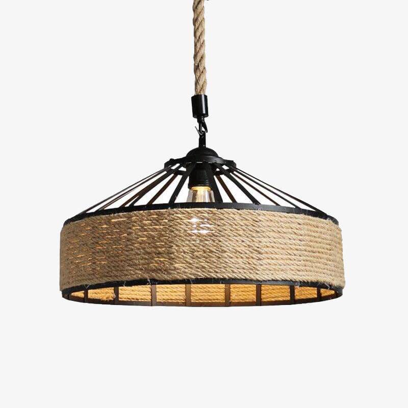 Rustik LED-loftlampe med fletcirkel Country
