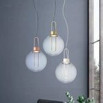 Suspension Verre Boule Socle Chromé Luminaire Chambre