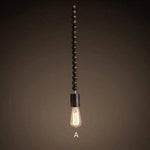 Suspension Vintage Bois Ampoule Edison Luminaire Chambre