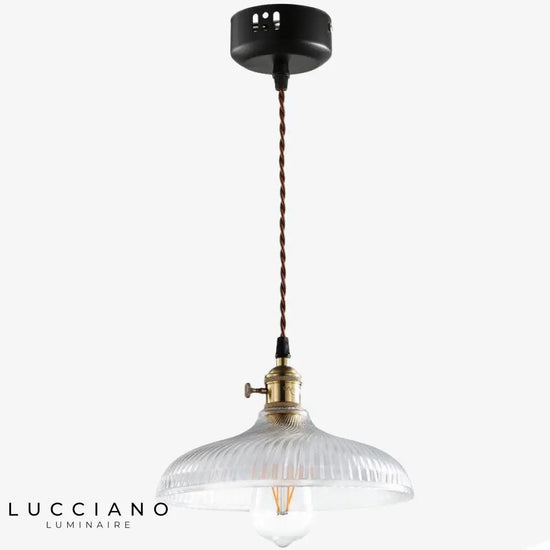 Suspension Vintage Verre Base Dorée Luminaire Chambre