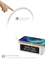 Touch Sensor Wake Up Night Light Dimmer 12V 5W 10W 15W 5 In 1 Alarm Clock Wireless Charger Led