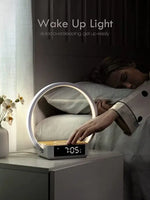Touch Sensor Wake Up Night Light Dimmer 12V 5W 10W 15W 5 In 1 Alarm Clock Wireless Charger Led
