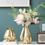 Vase Métal Doré Géométrique Luxe Luminaire Doré